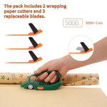 2-Pack Wrapping Paper Cutter With 3 Replaceable Blades | New Gift Wrap Cutter With Wheels | Birthday And Christmas Wrapping Paper Cutter Slider For Home, Office Or Classroom (Black & Green)