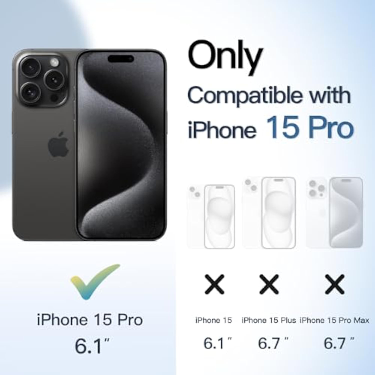 JETech Magnetic Case for iPhone 15 Pro 6.1-Inch Compatible with MagSafe, Shockproof Phone Bumper Cover, Solid Color Matte TPU Frame, Anti-Scratch Clear Back (Black Titanium)