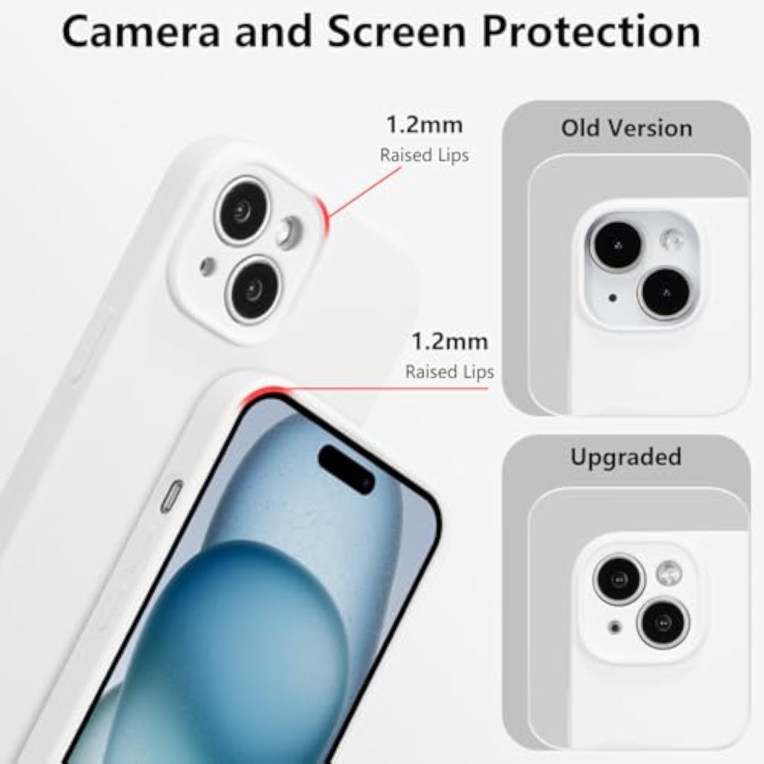 For Iphone 14 Case Silicone,With [Full Camera Protection][Soft Anti-Scratch Microfiber Lining],Liquid Silicone Ultra Slim Shockproof Phone Case For Men Women Girls-White