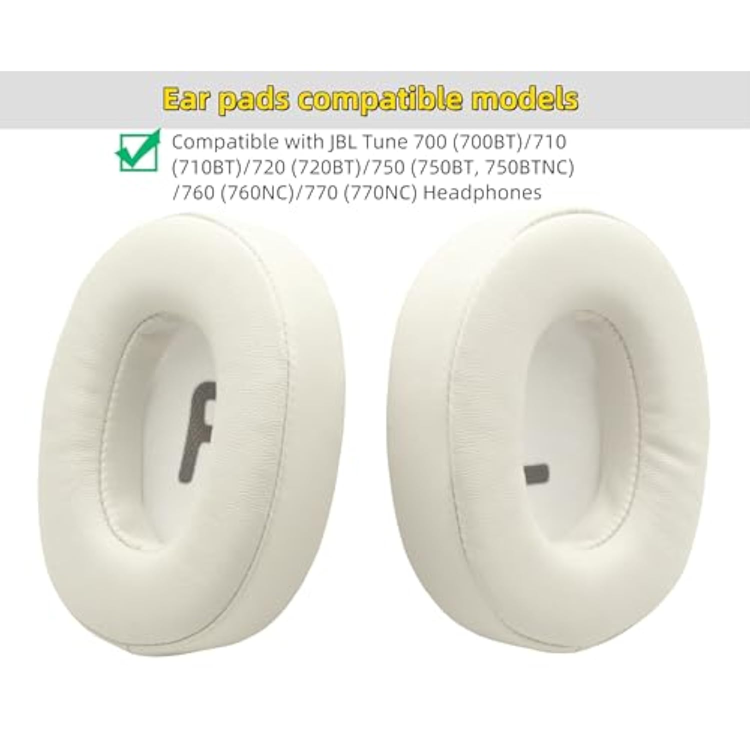 Replacement Ear Pads Compatible With Jbl Tune 710Bt 700Bt 720Bt 760Nc 770Nc Headphones, Protein Leather Memory Foam Ear Cushions, Noise Isolating Comfort Fit Earpads (White)