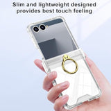 For Samsung Galaxy Z Flip 7 Clear Case Hinge Protection With Ring Holder & Screen Protector Soft All-Inclusive Shockproof Cover For Samsung Galaxy Z Flip 7 (Full Clear)