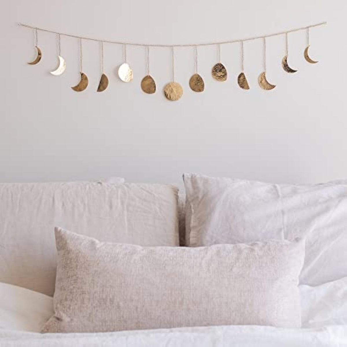Moon Phase Wall Decor, Gold Wall Decor For Bedroom & Living Room, Bohemian Wall Decor, Handmade Hammered Metal 36" 13 Phases Moon Wall Decor, Celestial Wall Art, Gift For Women & Kids