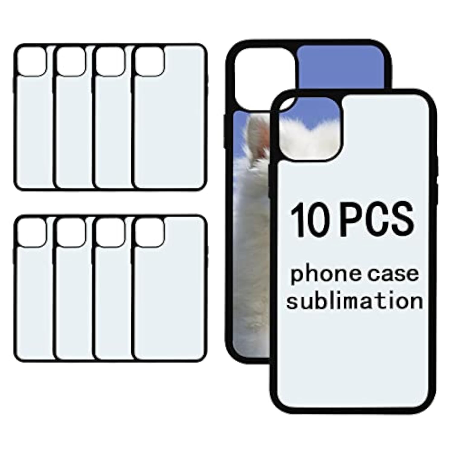 10 Pcs Heat Press Blank Phone Case For Iphone 14 6.1 Inch,Matte Black Soft Rubber Protective Shockproof Blanks Case