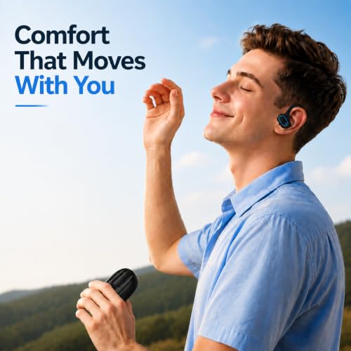 Wireless Earbuds 28H Battery LED Display Open Ear Clip Headphones,Bluetooth 5.4 Wireless Sports Earbuds IPX5 Sweatproof Low Latency Gaming Headset