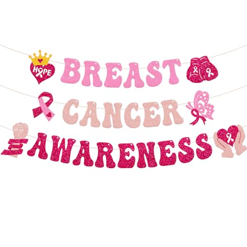 Breast Cancer Awareness Banner Breast Cancer Support Party Decorations October Breast Cancer Awareness Month Hope Courage Brave Party Supplies
