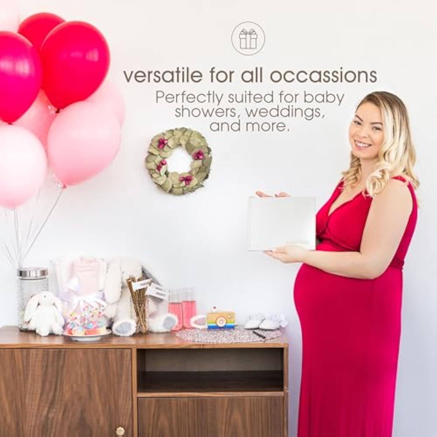 Pearhead Baby Shower Guest Book, Classic Gender Neutral Guest Book for Baby Showers, Weddings, Parties, and Events, Ivory Linen with Gold Print, 100 Blank Pages