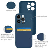 Designed For Iphone 14 Pro Case With Card Holder For Women Men Soft Liquid Silicone Cover [Microfiber Lining] Full Camera Protection Shockproof Slim For Iphone 14 Pro Case Wallet Blue