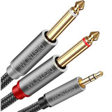 3.5Mm 1/8" Trs To Dual 6.35Mm 1/4" Ts Mono Stereo Y-Cable Splitter Cord For Smartphone, Computer, Cd Player, Speakers And Home Systems Amplifier, 6.6Ft