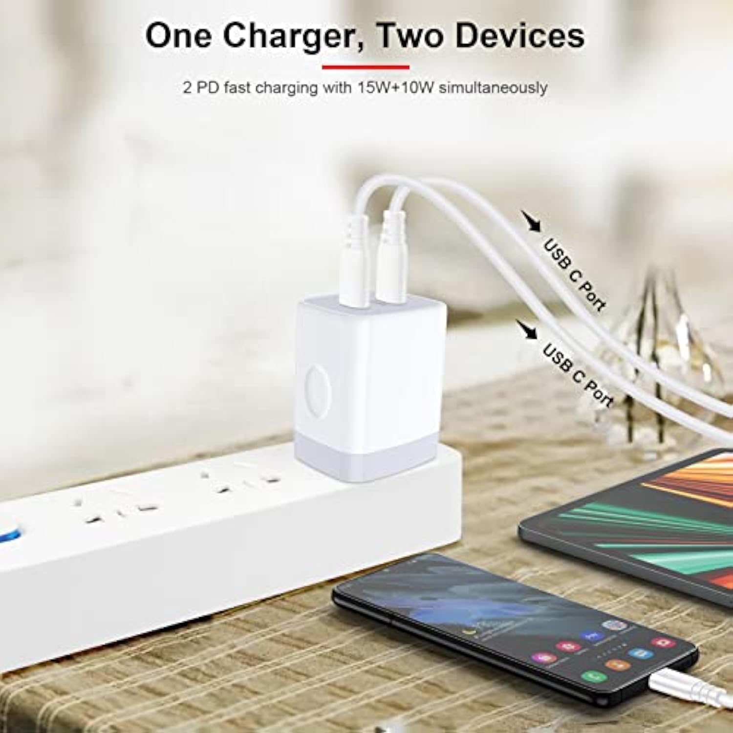 25W Type C Charger Block, Usb C Cube Dual Port Usb C Wall Adapter C Wall Charger Box Fast Charging Brick For Samsung A16 5G/S25 Ultra/S24/S23Fe/S22/A03S/A53, Iphone 16/15/14/13/12/11/Se/X,Pixel 9 Pro