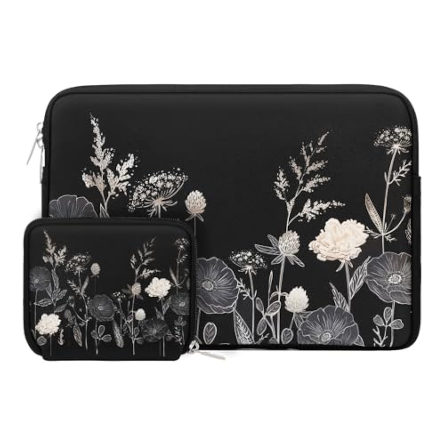 MOSISO Laptop Sleeve Compatible with MacBook Air/Pro, 13-13.3 inch Notebook, Compatible with MacBook Pro 14 inch M4 M3 M2 M1 Pro Max 2024-2021, Neoprene Carrying Bag Cover with Small Case,Retro Flower