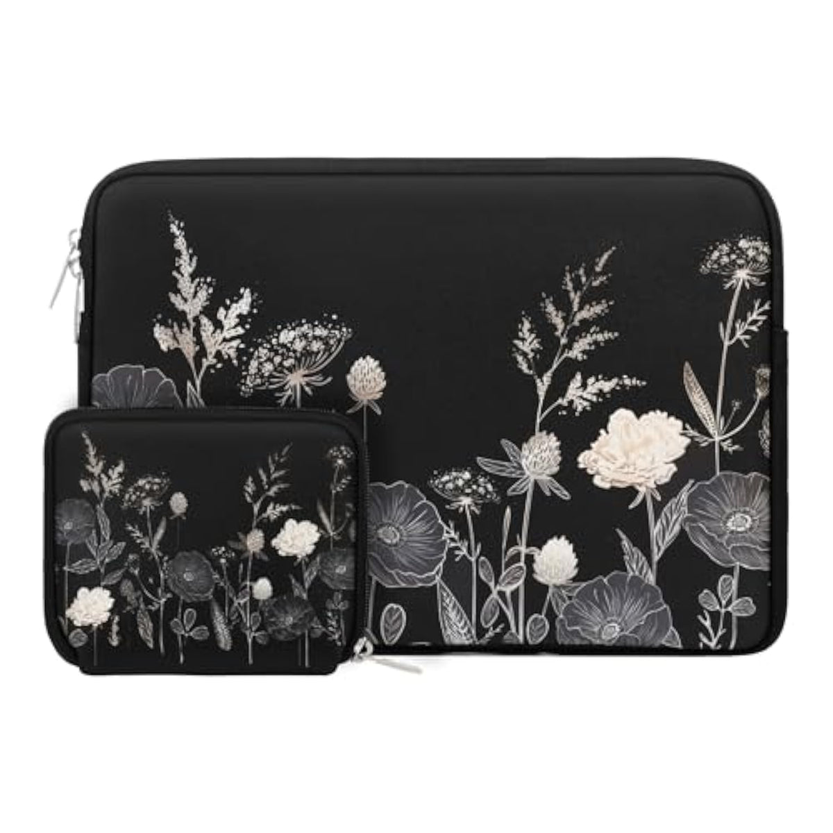 MOSISO Laptop Sleeve Compatible with MacBook Air/Pro, 13-13.3 inch Notebook, Compatible with MacBook Pro 14 inch M4 M3 M2 M1 Pro Max 2024-2021, Neoprene Carrying Bag Cover with Small Case,Retro Flower