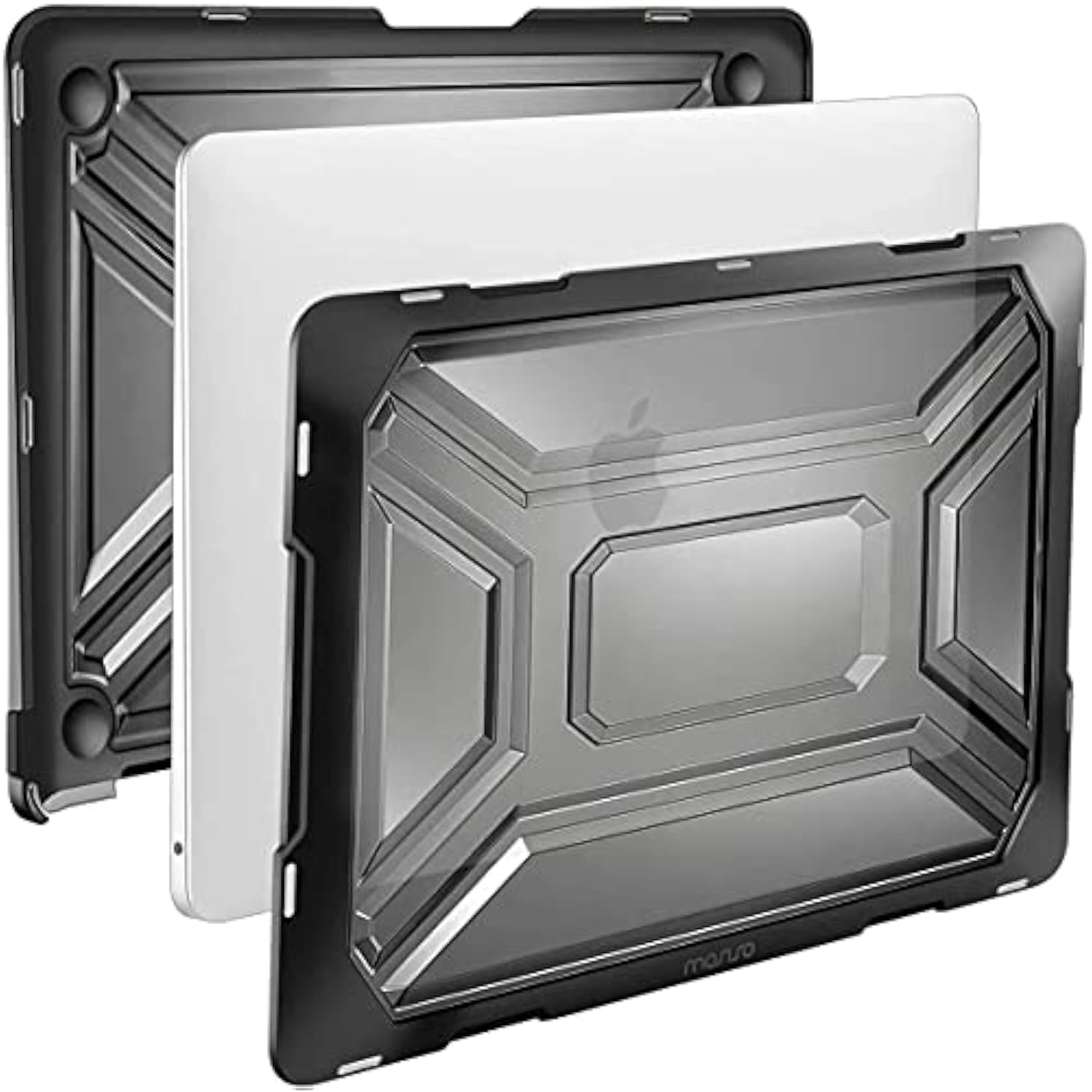 MOSISO Compatible with MacBook Air 13 inch Case 2022 2021 2020 Release A2337 M1 A2179 with Retina Display Touch ID, Heavy Duty Plastic Hard Shell Case with TPU Bumper & Keyboard Cover, Black