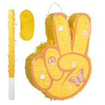Two Groovy Pinata - Groovy Pinata With Blindfold And Bat For Kids Groovy Hippie Theme Birthday Party Game Decorations (16”X12”X3”)