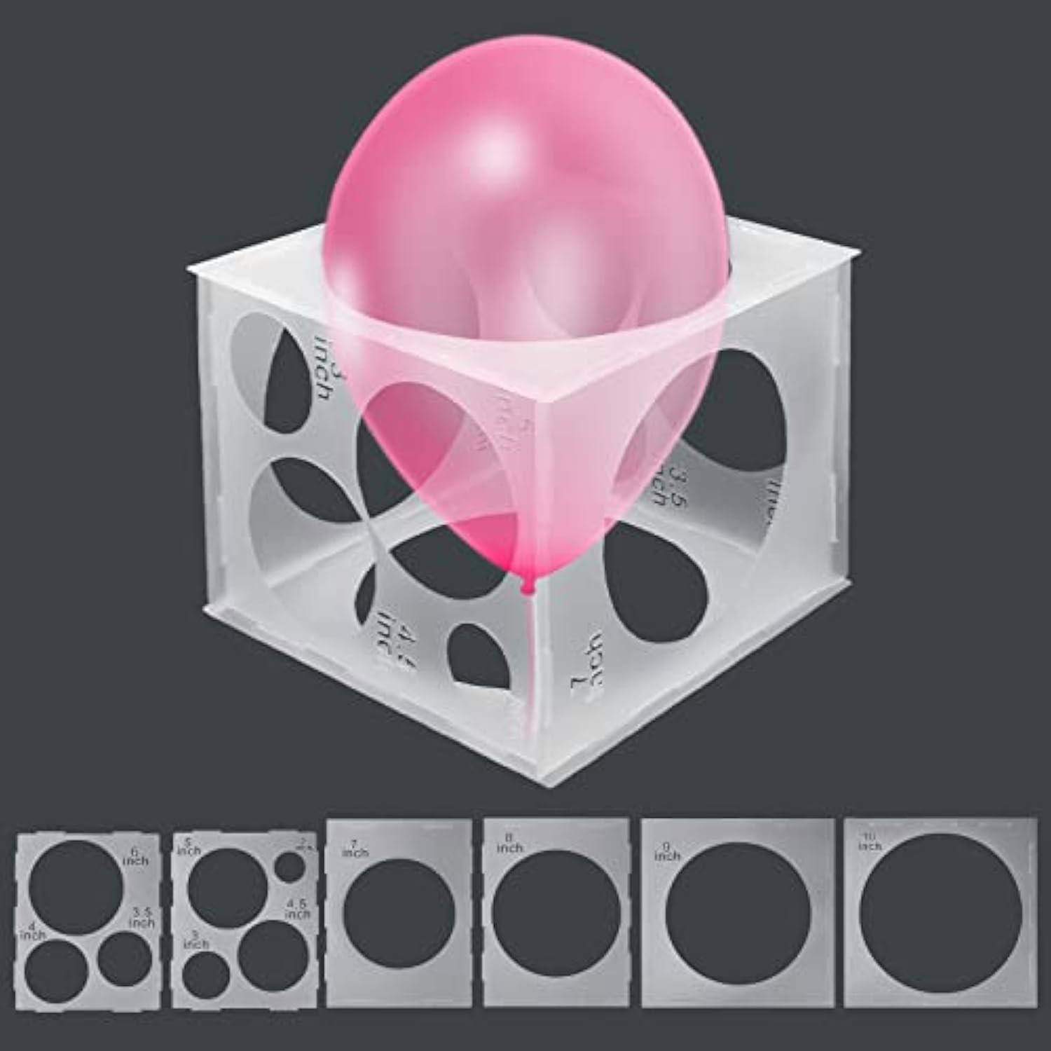 11 Holes Balloon Sizer Box, Collapsible Balloon Measurement Tool for Party Decorations