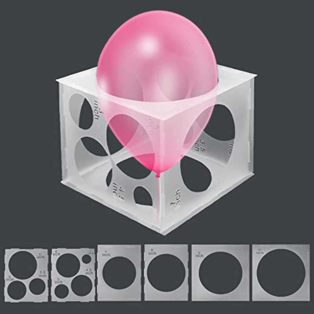 11 Holes Balloon Sizer Box, Collapsible Balloon Measurement Tool for Party Decorations