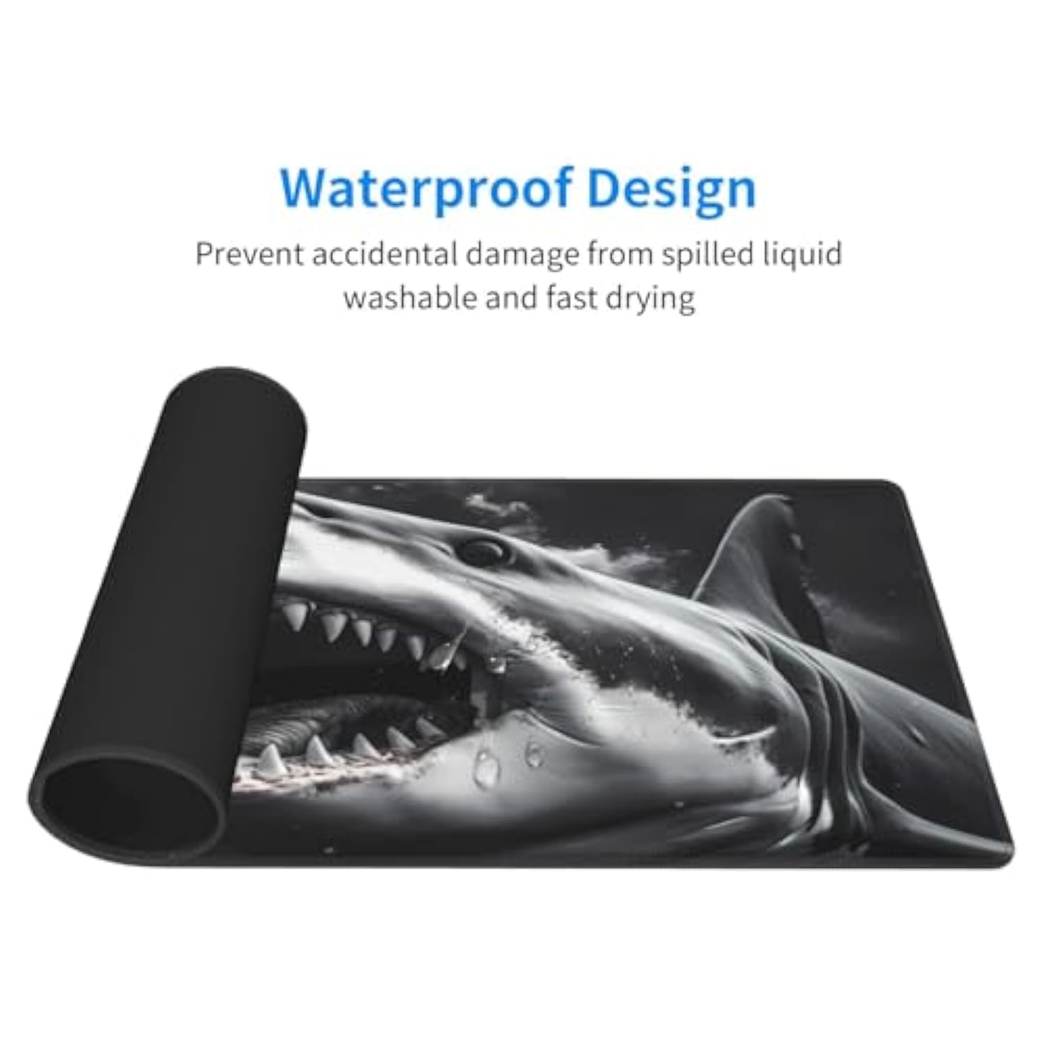 Scary Shark Mouse Pad, Large 31.5 X 11.8 In Rubber Base Keyboard Mouse Mat Desk Pad
