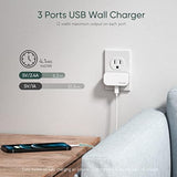 Slim Flat Usb Wall Charger, Ultra Thin 3 Port Wall Adapter With Smart Ic, Low Profile Block Power Cube For Iphone, Ipad, Ipod, Android, Samsung Galaxy, And More