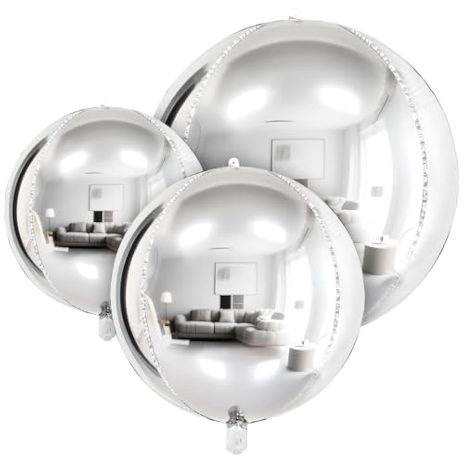 18 Pcs Silver Foil Balloons Shiny Round Balloons Set Large Balloon Garland Arch For Birthday Graduation Wedding Bachelorette Party Decorations, 5 Pcs 22 Inches, 5 Pcs 15 Inches, 8 Pcs 10 Inches