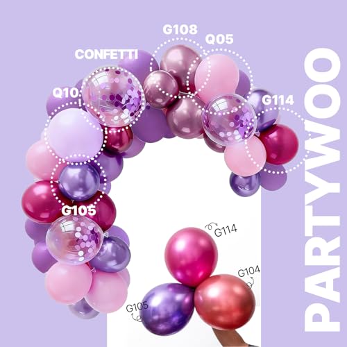 Pink and Purple Balloon Arch Kit 140pcs Different Sizes