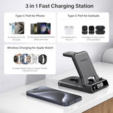 Fast Charging Station For Iphone 16 15, 701Ac, 3 In 1 Charger For Apple Watch Series 9 8 7 6 5 4 Ultra 2 Ultra, For Airpods 4 Pro 2