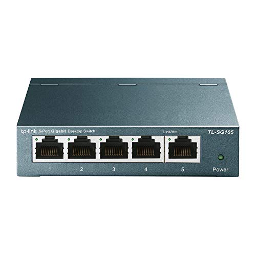 Tl-Sg105, 5 Port Gigabit Unmanaged Ethernet Switch, Network Hub, Ethernet Splitter, Plug & Play, Fanless Metal Design, Shielded Ports, Traffic Optimization