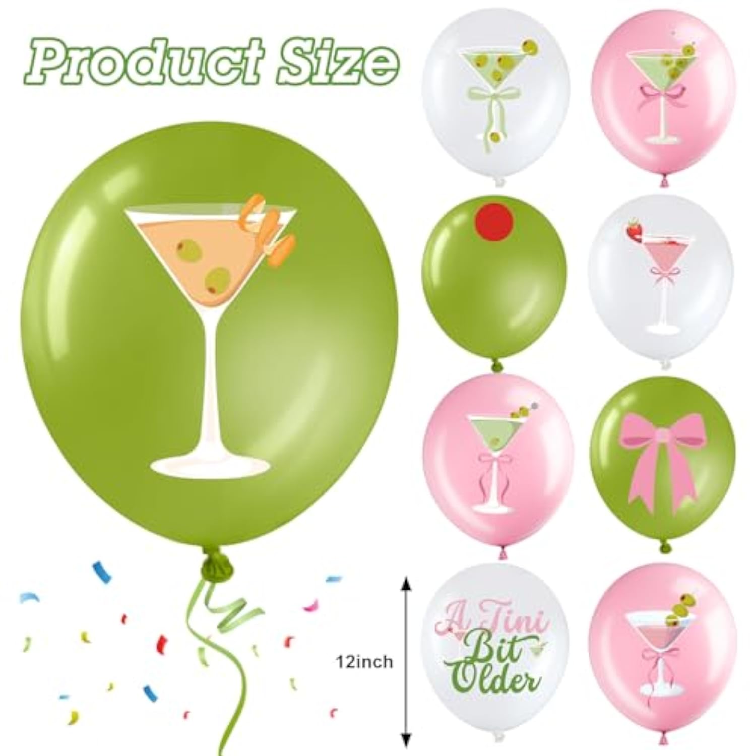 45 Pcs Martini Balloons 'A Tini Bit Older' Cocktail Party Decorations
