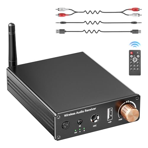 Bluetooth 6.0 Receiver, Hi-Fi Adapter with Wireless Long-Range Low-Latency, Suitable for Home Audio Music Streaming Stereo Systems/Home Speakers,