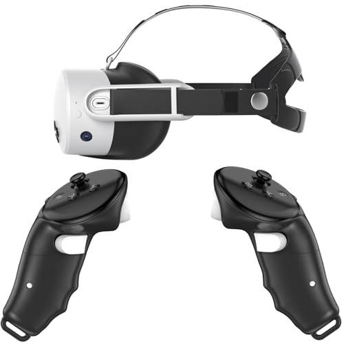 Silicone Head Strap And Controller Grip Case Bundle Compatiable For Meta Quest 3S Accessories Duo Active Strap Replacement With Magnetic Grip