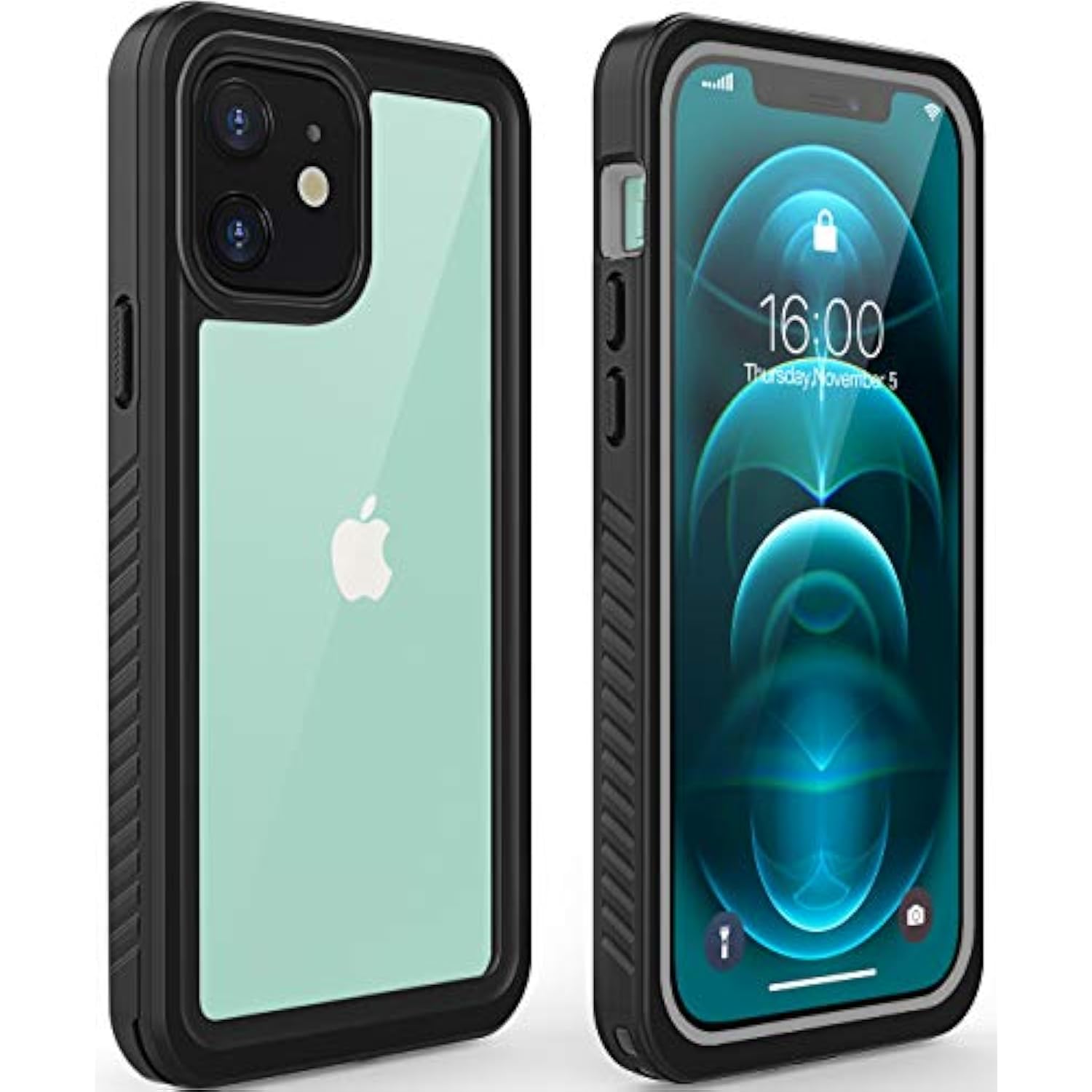 For 12 Waterproof Case,Waterproof Shockproof Dustproof Ip68 Full-Body Hard Case Built-In Screen Protector Underwater Outdoor Waterproof Cover For 12,6.1 In (Clear)