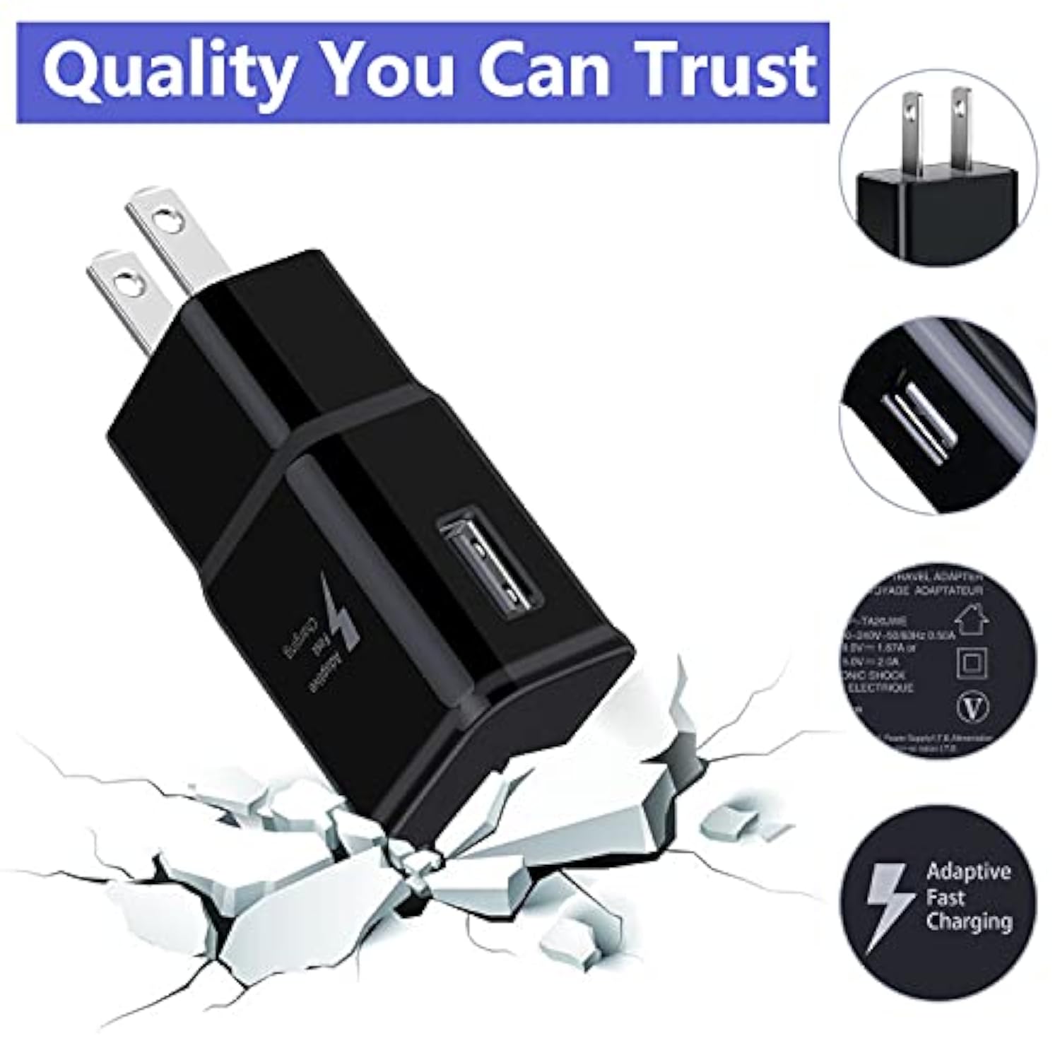 5-Pack Type C Charger Fast Charging Block, Android Phone Rapid Usb Wall Charger Compatible With Samsung Galaxy S21/S20/S10/S10E/S10 Plus/S9/S9 Plus/S8/S8 Plus/S7/S6/Note 10/Note 9/Note 8,Lg V30,Pixel