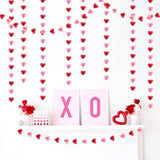 Galentines Party-Decorations Valentines-Day 3D-Heart Garland - 40Ft Red Pink Streamers Paper Banner, Proposal Anniversary Romantic Birthday Baby Shower Rustic Wedding Hanging Ornaments Decor