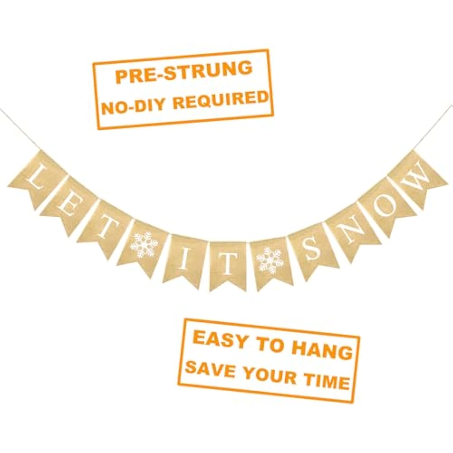 Let It Snow Banner Christmas Decorations For Home Mantle Fireplace Snowflake Bunting Garland For Winter Wonderland Decorations Ready To Hang Holiday Decor Burlap Bunting Wall Decor