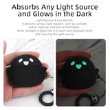 For Airpods 4 Case Cover 2024 With Cleaner Kit, [Eye Can Glow In The Dark], Anime Ghost Cute Cases For Airpods 4Th Generation Series, Soft Silicone Protective Air Pods4 Case For Women Men - Black
