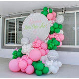 153 Pcs Hole in One Balloon Arch Kit Pink, Green & Golf Balloons for Birthday Party