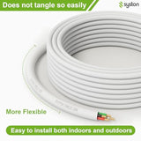 Syston 14/2 Speaker Audio Cable Wire Bulk, 14Awg 2C Strand Ofc - Oxygen Free Copper Conductors, Cmr Riser-Rated Indoor/Outdoor Uv Resistant Rohs Compliant For Home Theater Car Speakers, White 100 Ft