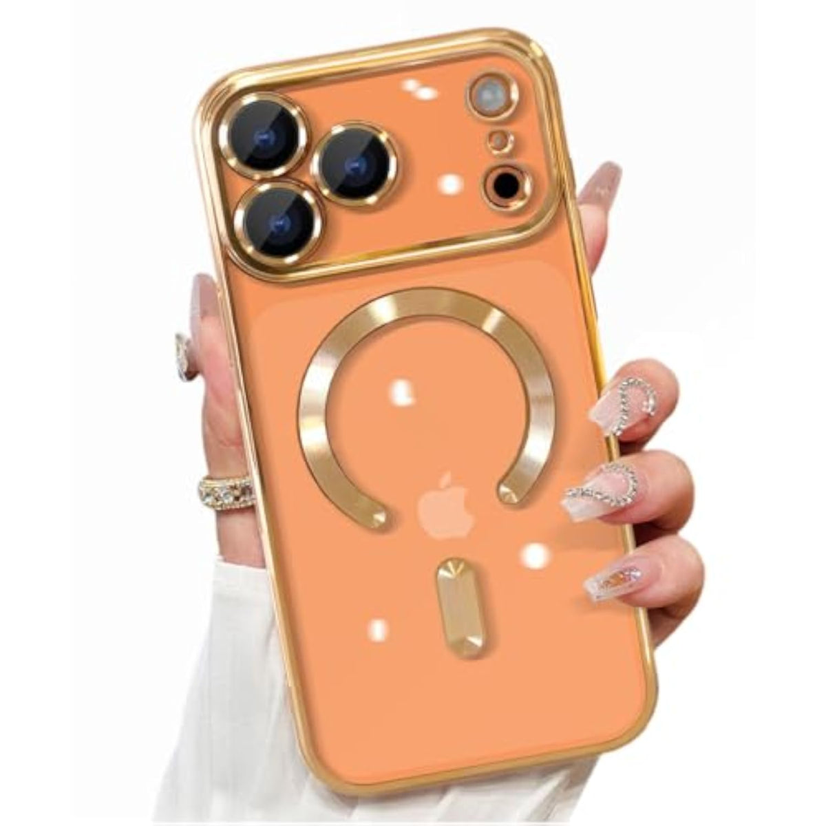 Clear Magnetic Case for iPhone 17 Pro Max - Gold, Compatible with MagSafe, Built-in Camera Lens Protector, Soft Slim Phone Case Cover for 6.9" iPhone 17 Pro Max