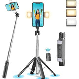 41in Selfie Stick Tripod with 2 Rechargeable Lights Bluetooth Remote