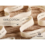 Thank You Cotton Ribbon 5/8 Inch Natural Handmade Frayed Fringe Ribbons 15 Yd For Thanksgiving Day Gift Wrapping Crafts Flower Bouquets Decor