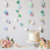 40Ft Iridescent Shining Star Hanging Garland Glitter Bunting Banner Backdrop Decor