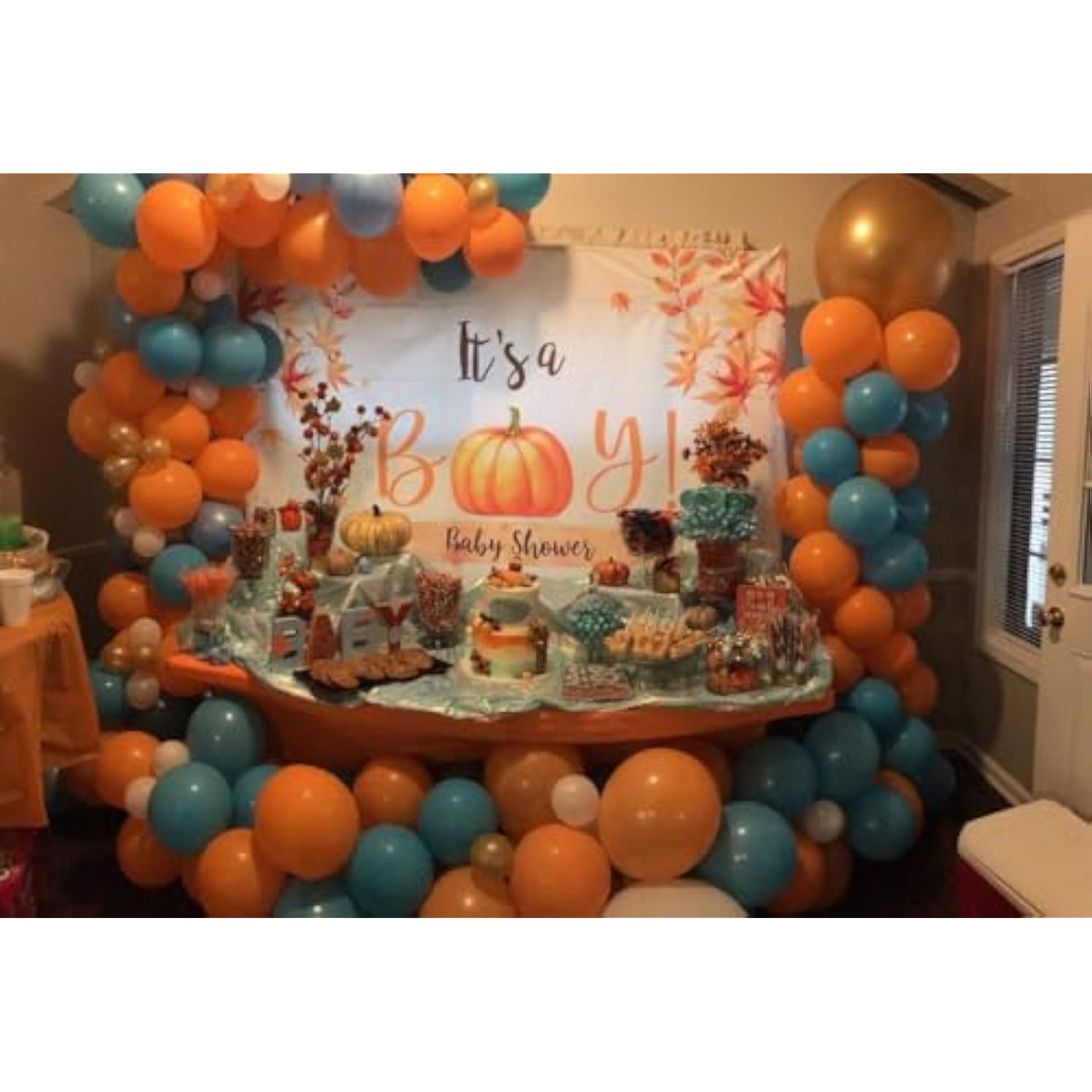 Fall Pumpkin Balloon Arch Kit: Burnt Orange & Blue Baby Shower Decor