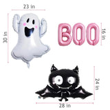 Pink Halloween Balloon Set: Boo Ghost Bat Decorations