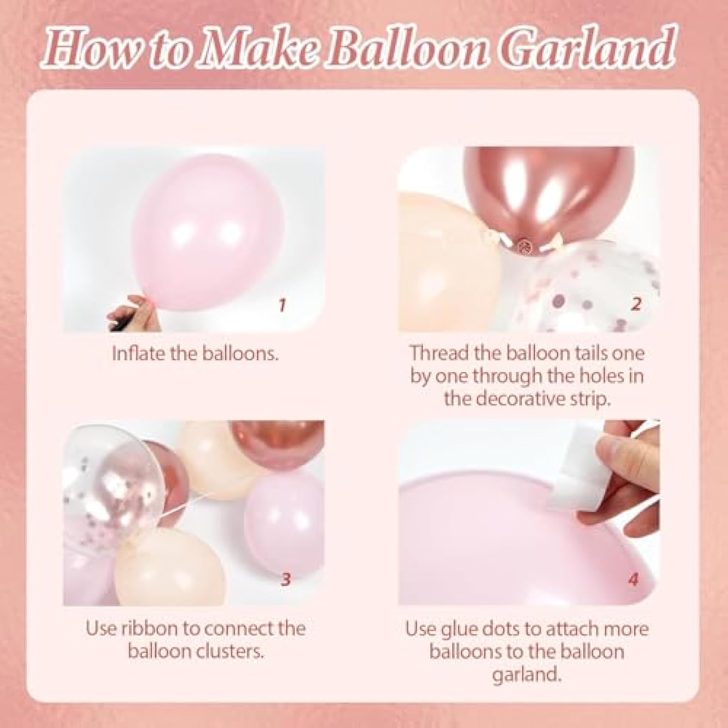 144Pcs Rose Gold Balloons Garland Arch Kit, Metallic Rose Gold Pearl White Confetti Balloons With 3D Butterfly Stickers For Birthday Wedding Baby Bridal Shower Party Engagement Decorations