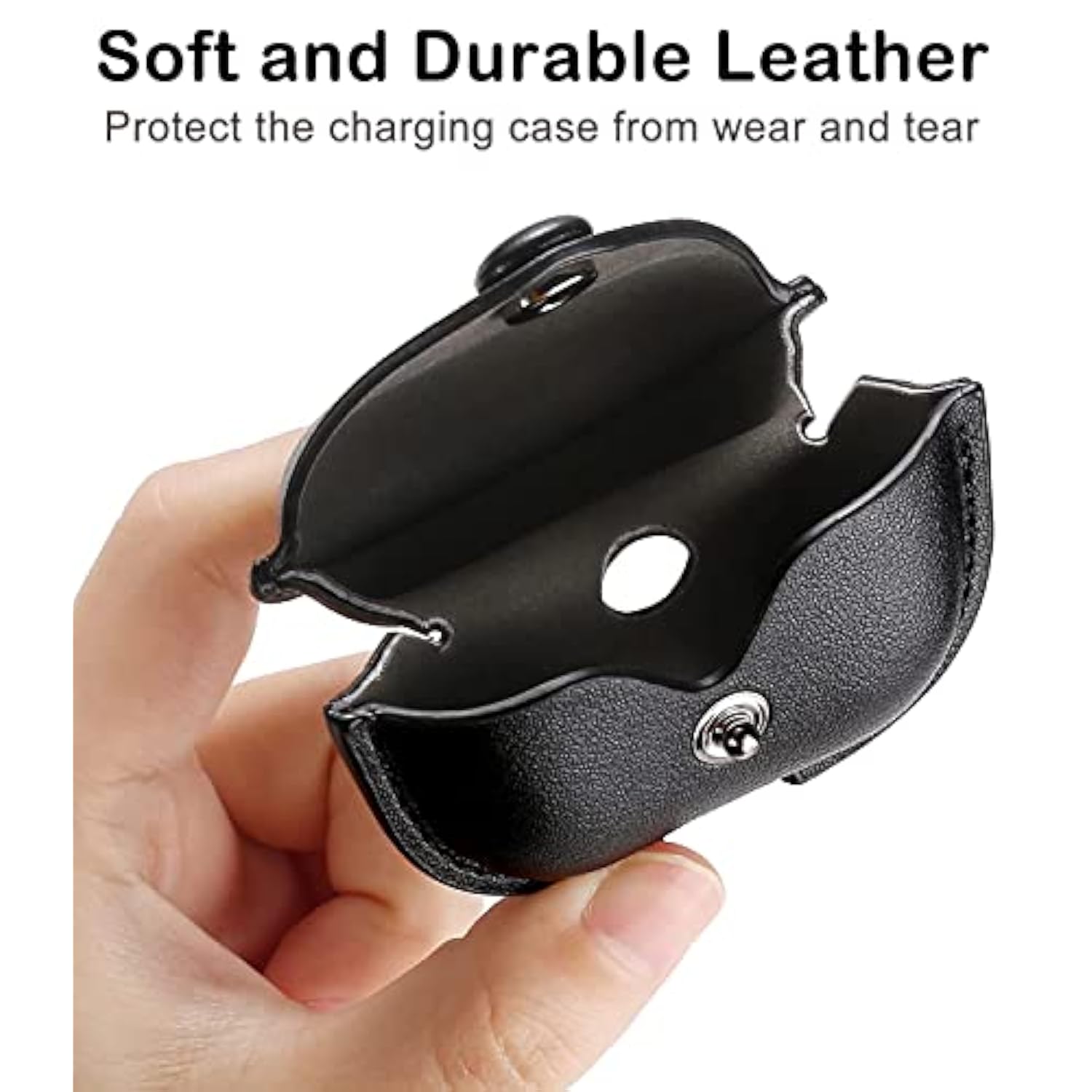 Leather Case For Beats Studio Buds/Studio Buds Plus 2021/2023, Full-Body Soft Shell Protective Leather Case Cover With Keychain Compatible With Apple Beats Studio Buds Charging Case Black