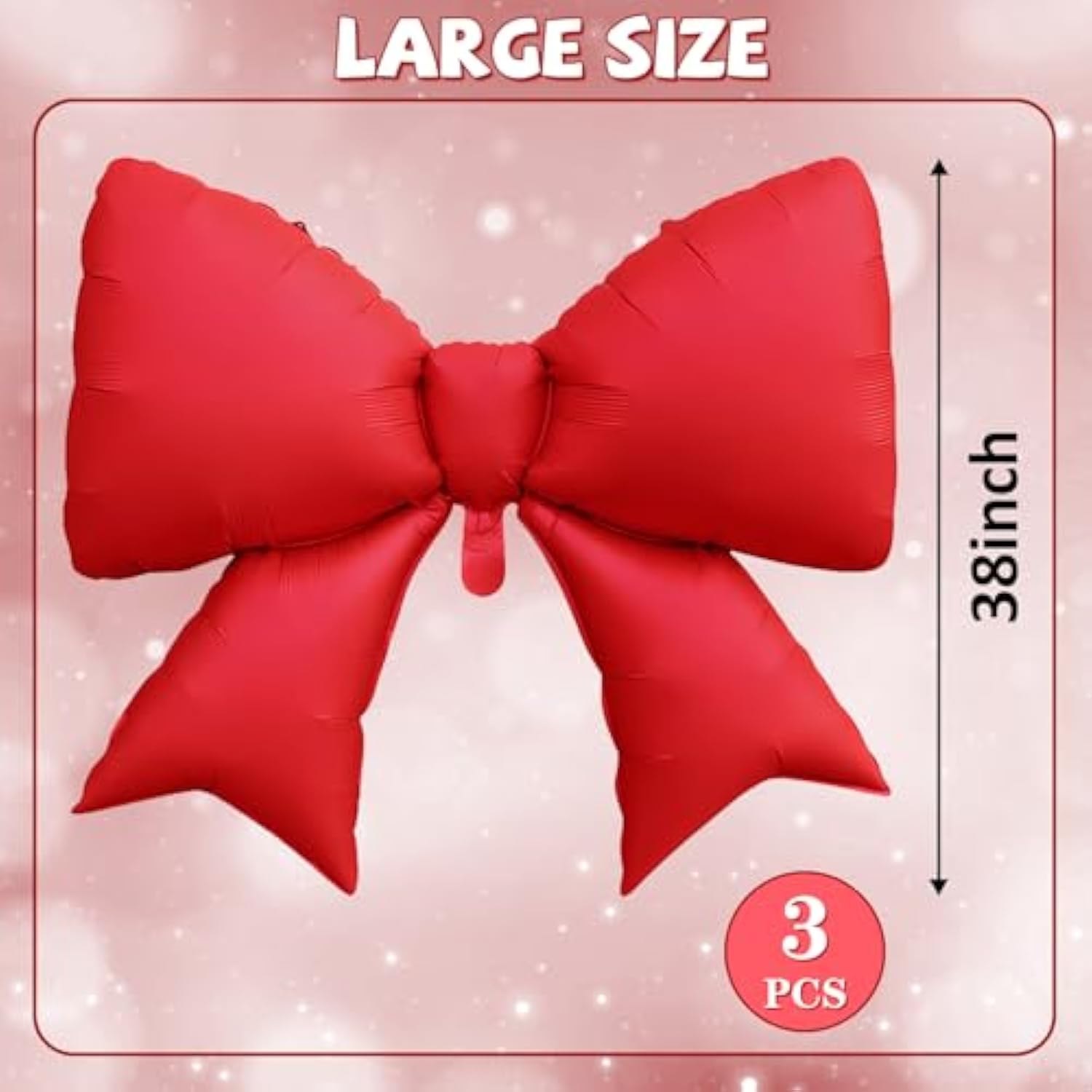 Red Bow Balloons 38 Inch, Giant Red Bowknot Foil Mylar Coquette Party Decorations For Women Girls Birthday Valentines Day Galentines Engagement Wedding Anniversary Bachelorette Decorations Supplies