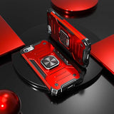 For Se 2020 Case With Screen Protector,Shockproof Drop Test Cover With Car Mount Kickstand Lightweight Protective Case For 6/6S/7/8/Se 2020/Se 3/2022, Red