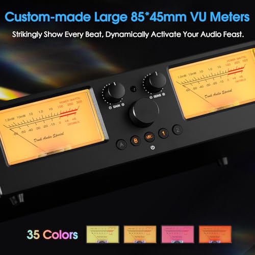 VU3 PRO Dual Analog VU Meter, 2-Way Amplifier Switch, Speaker Selector, Amp Audio Switcher Box 2-IN-2-OUT with DB Panel Display