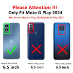 Smky For Moto G Play 2024 Case,With Screen Protectors And Camera Cover,[Military Grade] 16Ft.Drop Tested With Magnetic Kickstand Protective Case For Motorola G Play 4G 2024 6.5 Inch, Blue