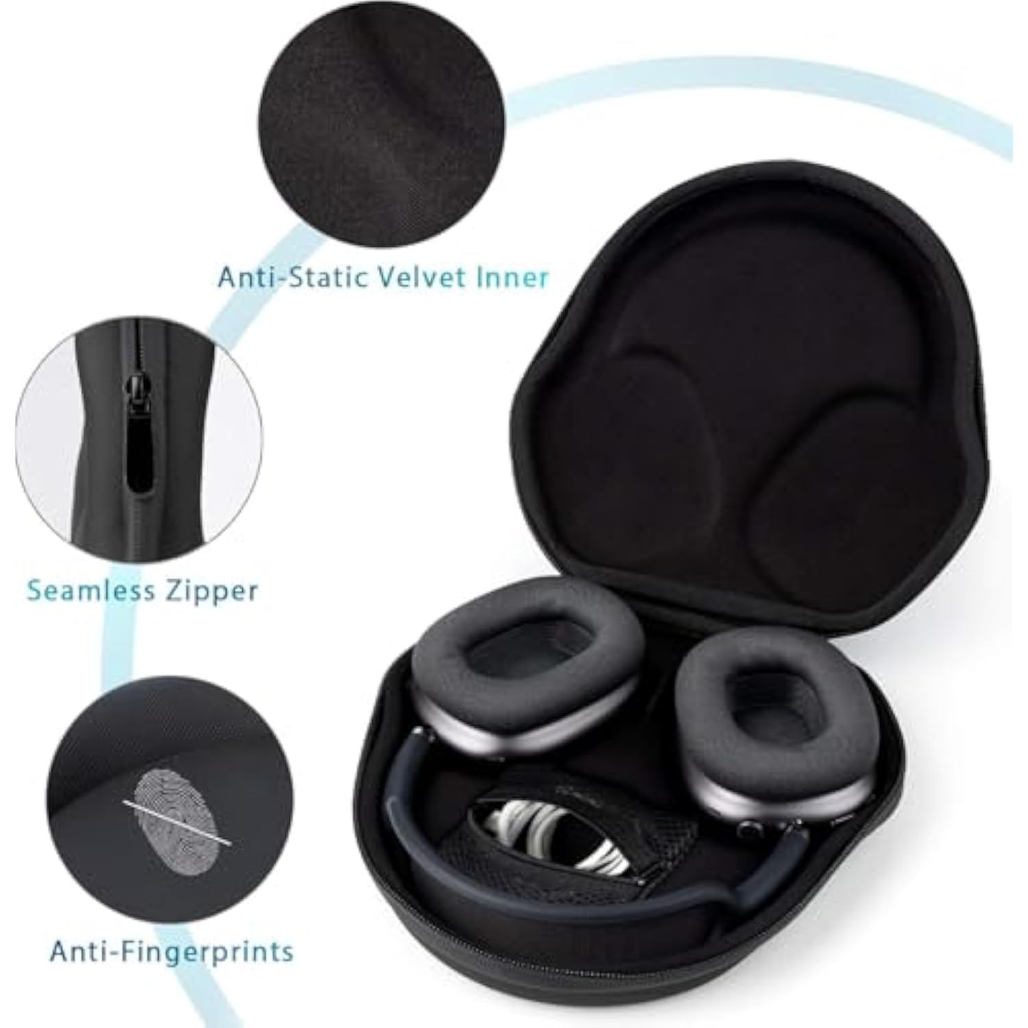 Smart Case For Apple Airpods Max Headphones With Sleep Mode, Protective Hard Shell Travel Carrying Bag With Cable Storage, Compact Design Storage Accessories For Airpods Max