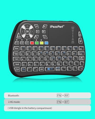 Bluetooth Mini Keyboard With Touchpad, 2.4G Mini Wireless Keyboard And Mouse With Ir Learning Support, Cyclic Rgb Backlit, Rechargeable For Pc, Smart Tv, Laptop, Android Tv Box Type-C