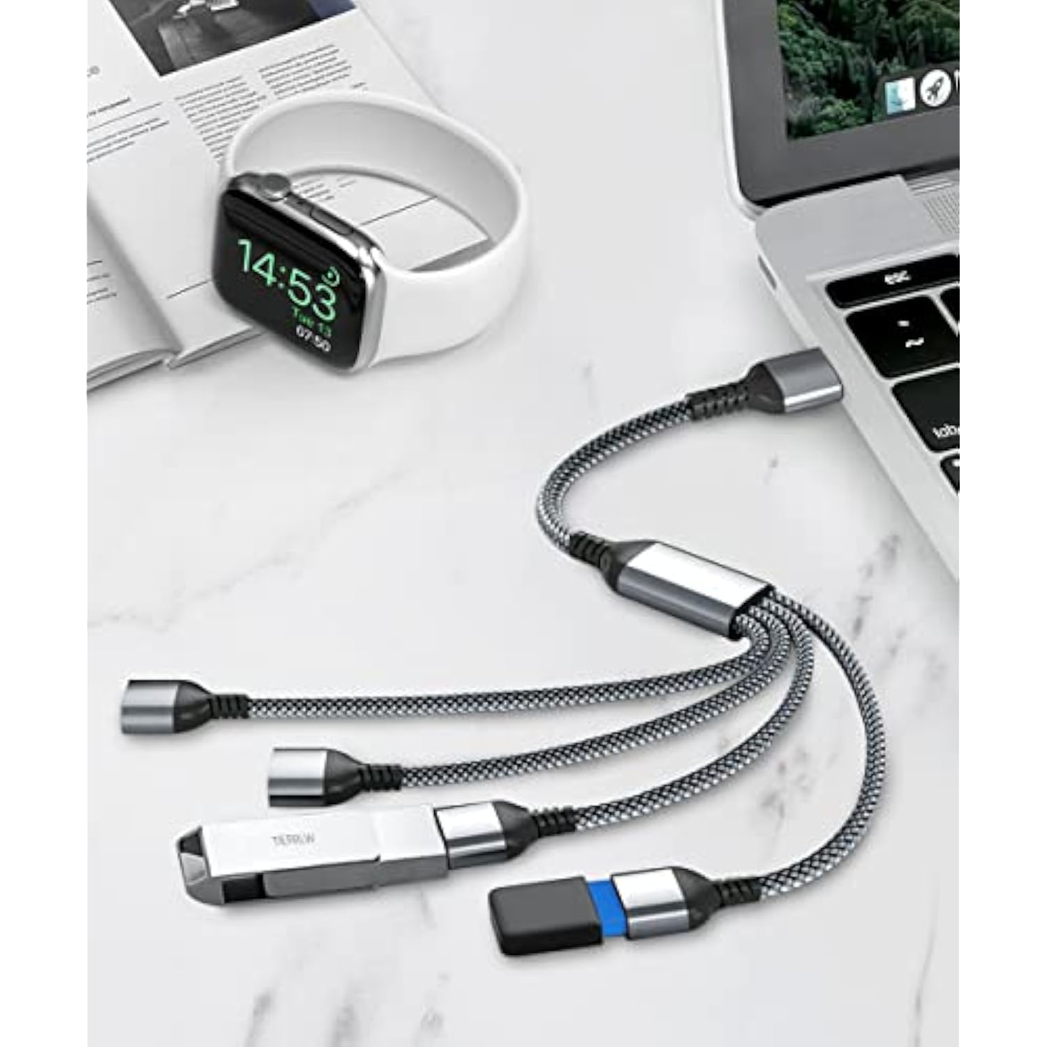 Usb Splitter Y Cable 1Ft,1 Male To 4 Female Usb-A Expander Hub,Multi Usb Port